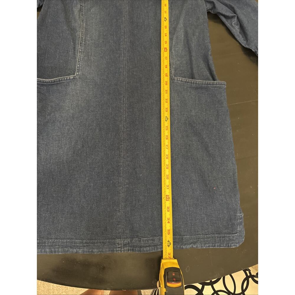 J. Jill Denim Shift Dress Pockets Minimalist Relaxed Cotton Sz Lge PT Dark Wash - Picture 10 of 10